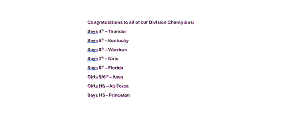 2025-26 Super Sunday Division Champions