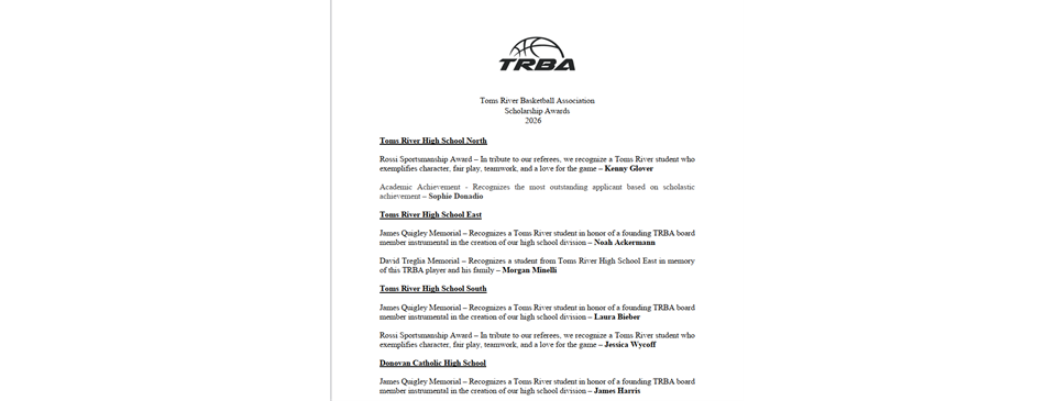 TRBA 2026 Scholarship Winners!